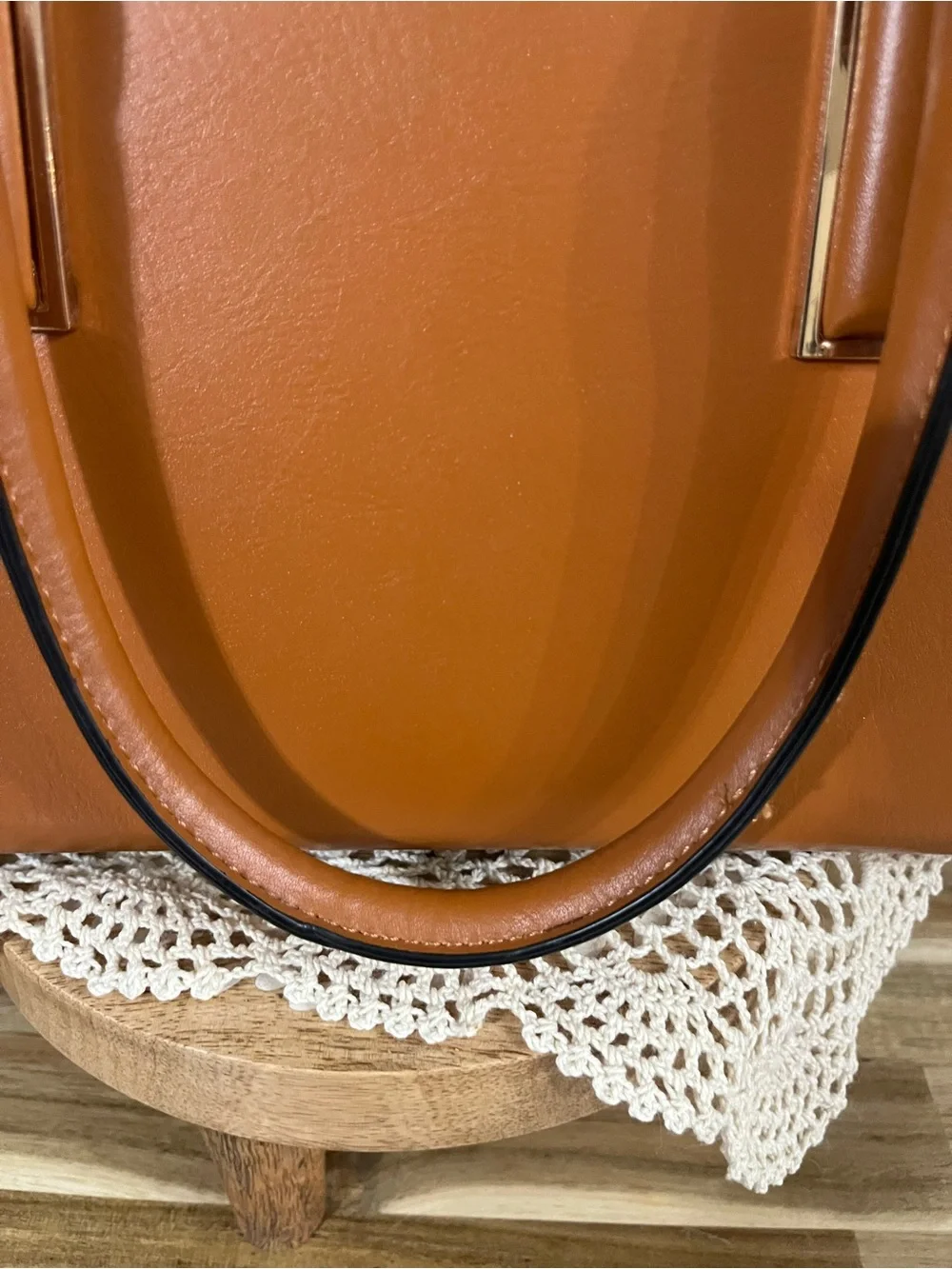 Structured Tote Handbag in Cognac Brown